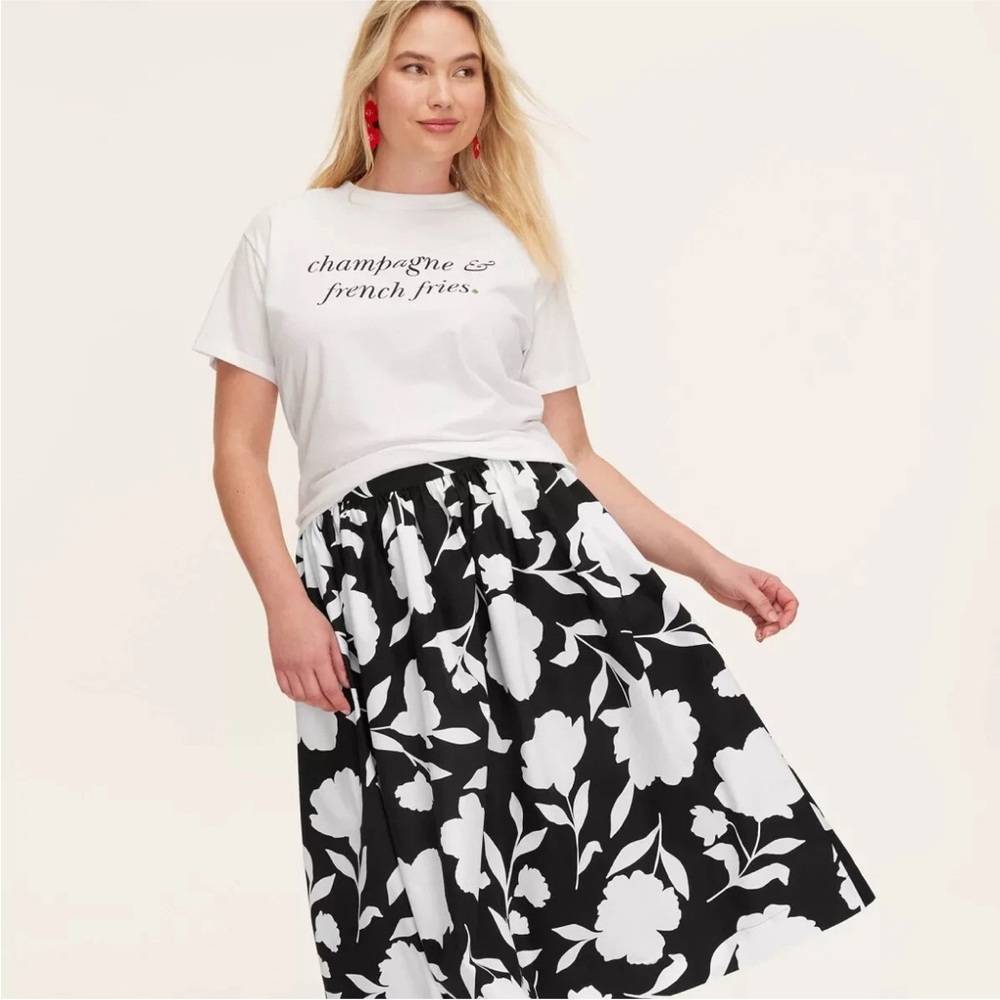 Kate Spade for Target Black and White Floral A-Line Midi Skirt XL - Picture 2 of 4